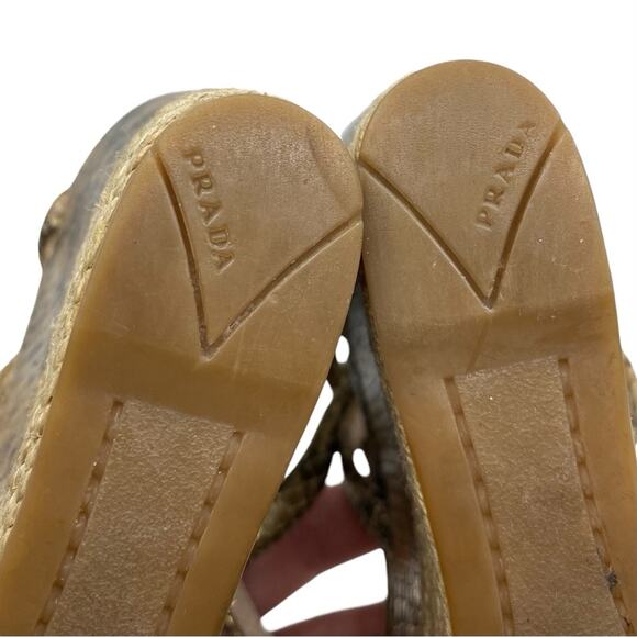 Prada Python T-strap Platform Wedge Sandals size 36.5 - Picture 6 of 16